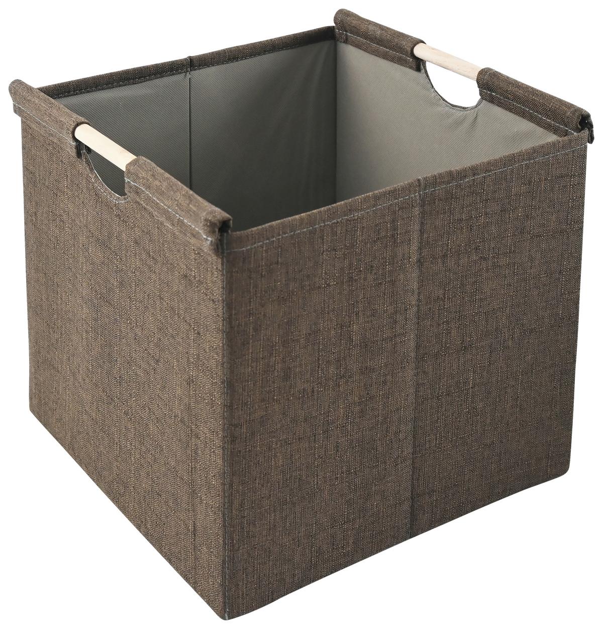 Aufbewahrungsbox Yusuf - Braun, KONVENTIONELL, Holz/Textil (33/33/32cm) - Luca Bessoni