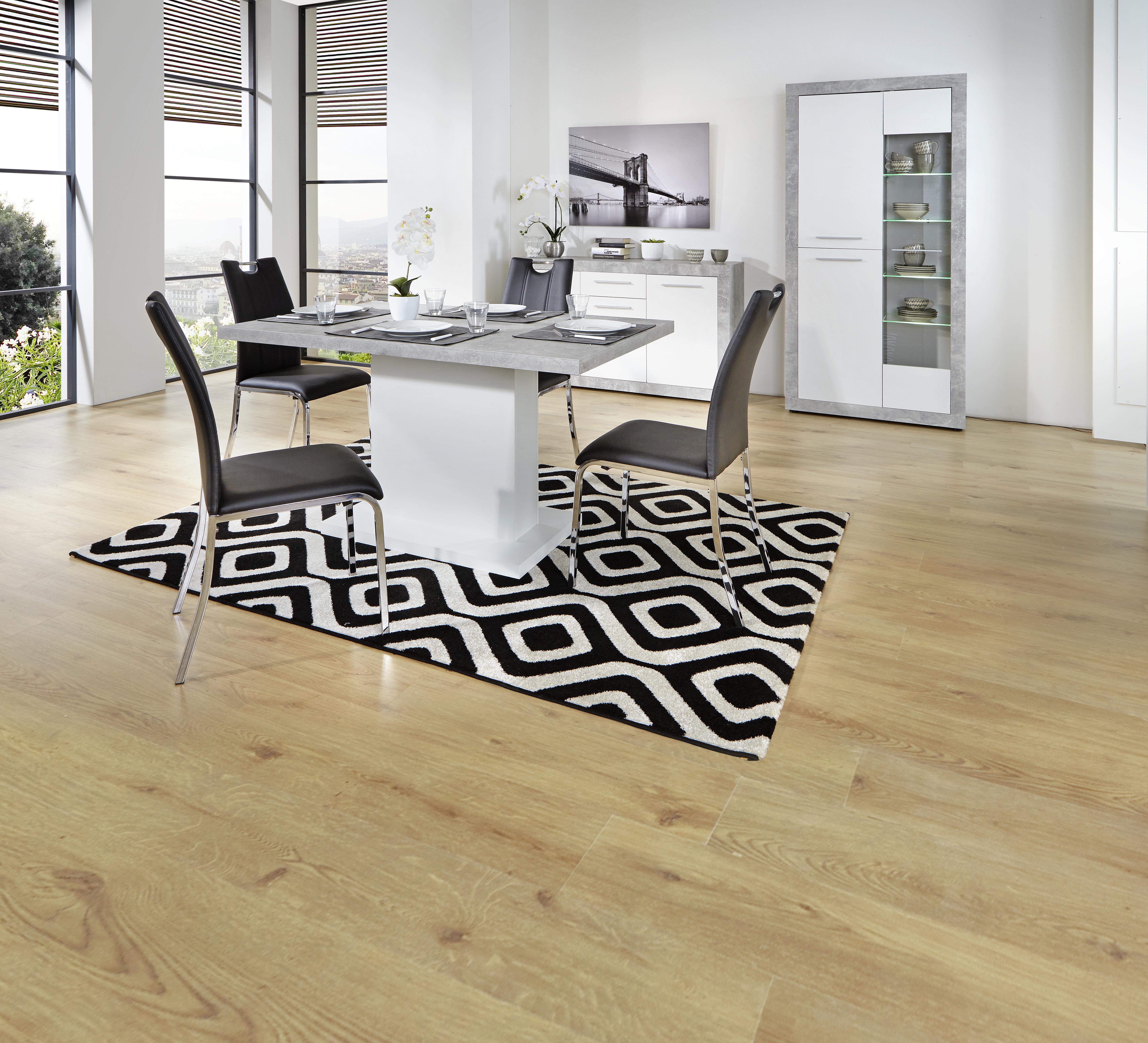 Esszimmerstuhl Mandy Lederlook Schwarz Gepolstert