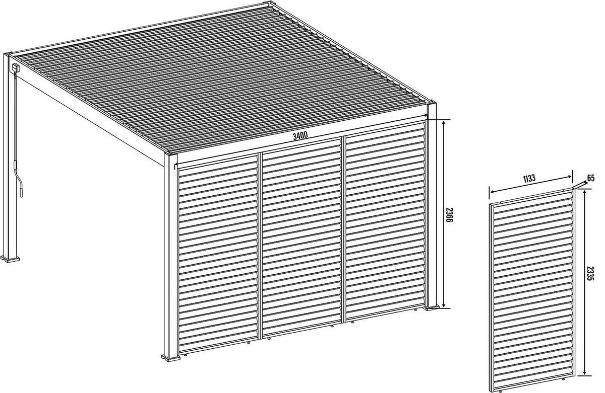 Pergola-Seitenteil Pl-P-V-113-Wss - Weiß Hochglanz, Basics, Metall (113,3/233,5/6,5cm)