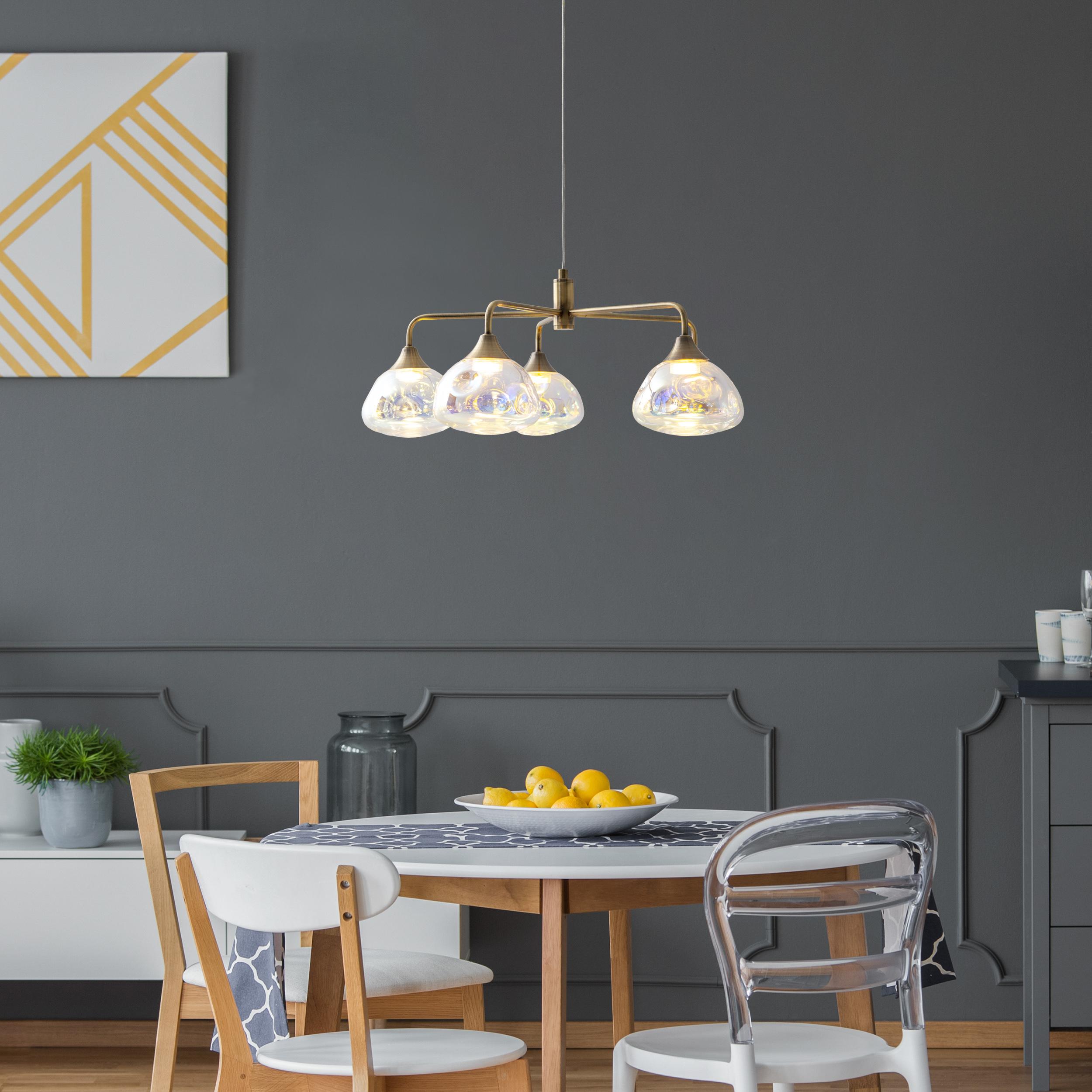 LED-Hängeleuchte Varna H: 120 cm 5-Flamming - Messingfarben, Design, Glas/Metall (50/120cm) - Näve