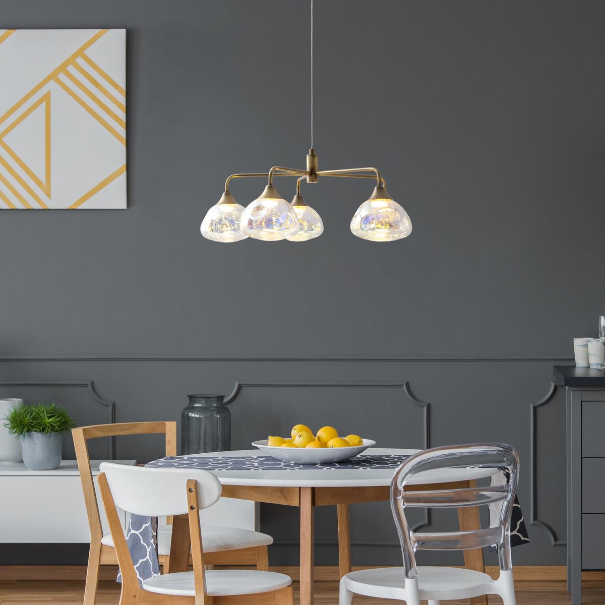 LED-Hängeleuchte Varna H: 120 cm 5-Flamming - Messingfarben, Design, Glas/Metall (50/120cm) - Näve