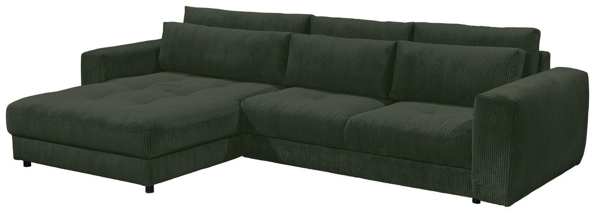 Ecksofa Barura 2s. Urc Dunkelgrün S: 194/333 Cm - Dunkelgrün/Schwarz, KONVENTIONELL, Holzwerkstoff/Textil (194/333cm) - MID.YOU