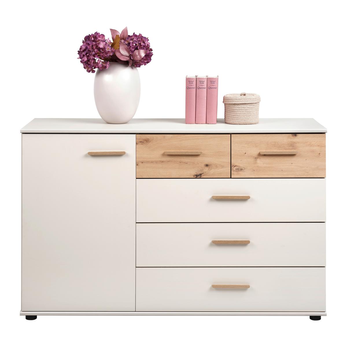 Komoda LUMIO - čierna/kašmírová, Konventionell, kompozitné drevo/plast (130/83/41cm) - Mömax