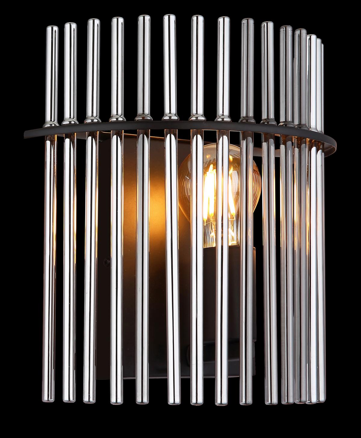 Wandleuchte 15698w - Schwarz, KONVENTIONELL, Glas/Metall (25/12,5/26cm) - Globo