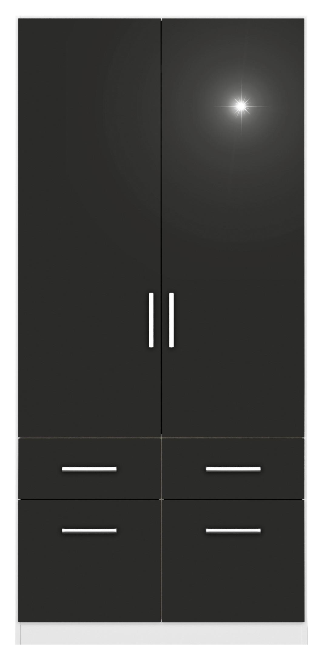 Drehtürenschrank B: 91 Cm Berlin Weiß/grau - Weiß/Grau, MODERN, Holzwerkstoff (91/197/54cm) - Rauch Möbel