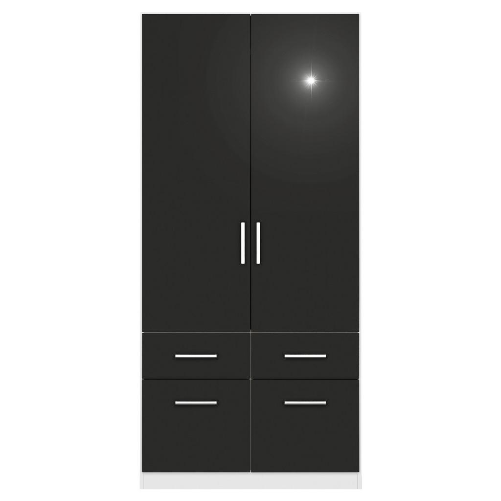 Drehtürenschrank B: 91 cm Berlin Weiß/Grau