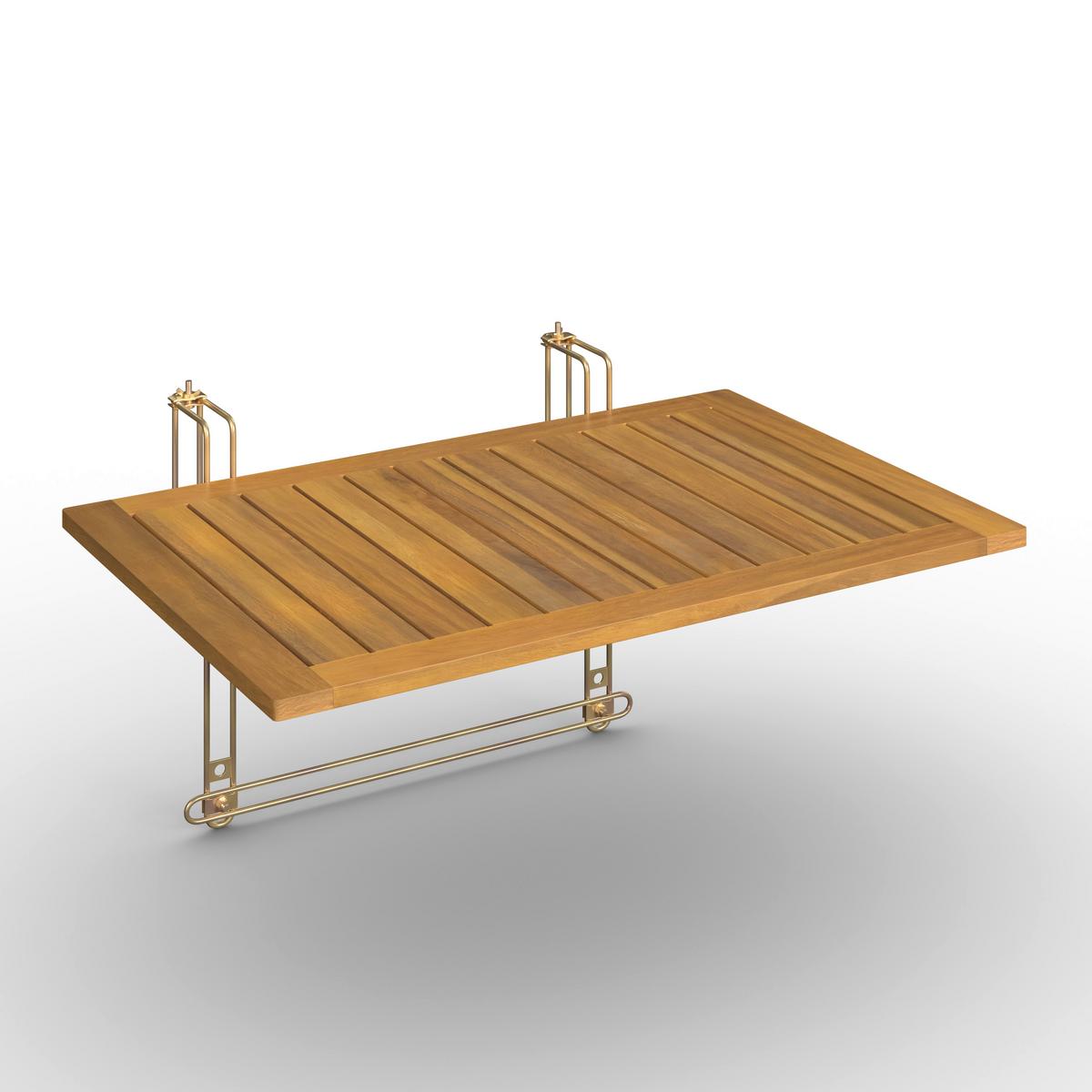 STÔL NA BALKÓN HELENA - farba akácie/strieborná, Modern, kov/drevo (65/38/45cm) - Bessagi Garden