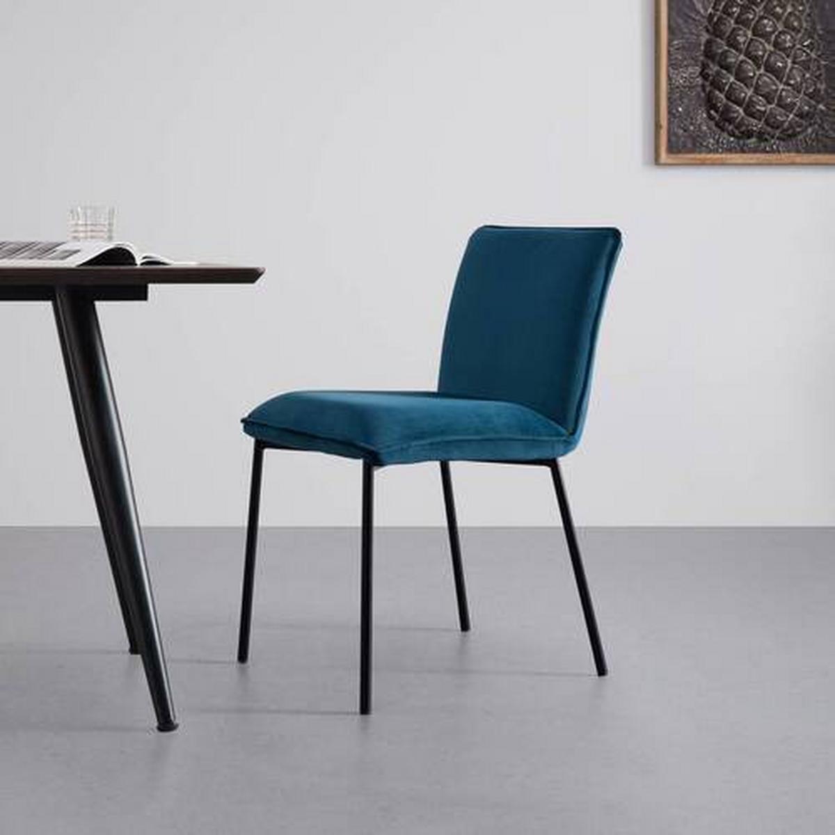 Židle DARLA petrojelová - petrolej/černá, Moderní, kov/dřevo (49/81/55cm) - Bessagi Home