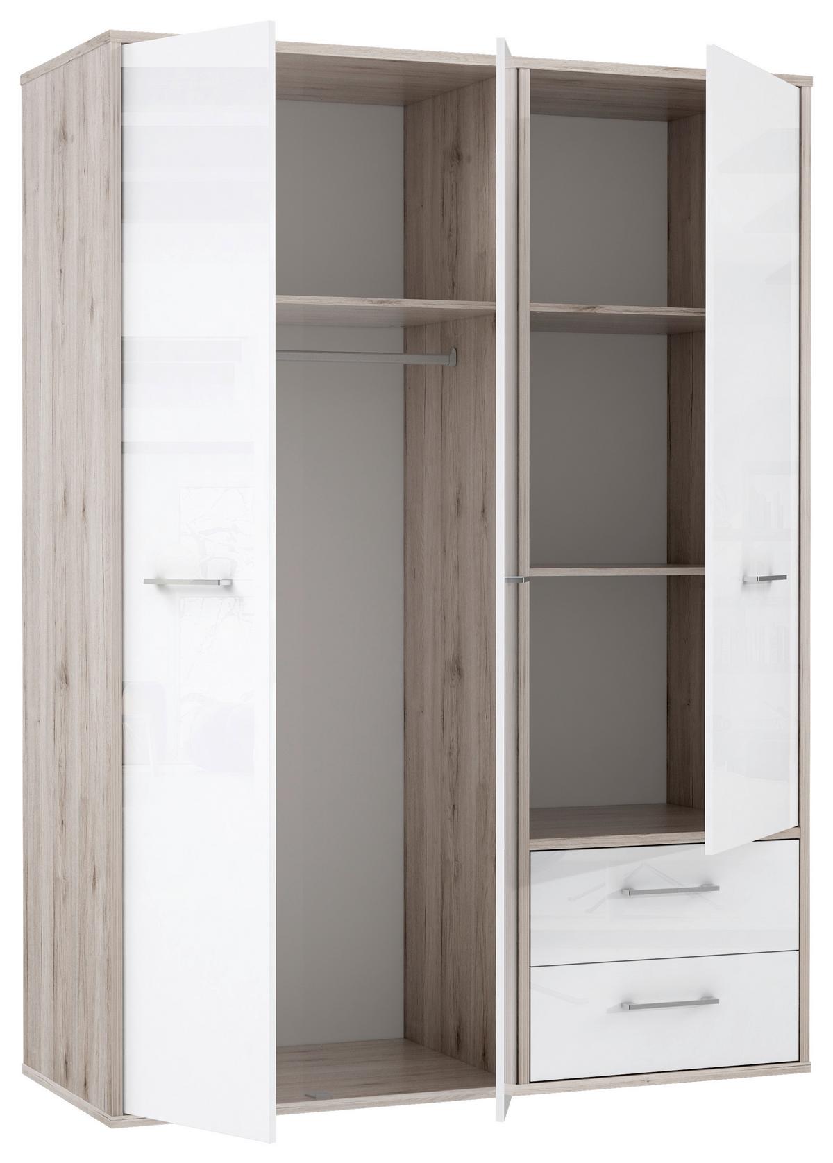Drehtürenschrank Jandia - Eichefarben/Weiß, KONVENTIONELL, Holzwerkstoff/Kunststoff (147/201,5/60cm) - MID.YOU