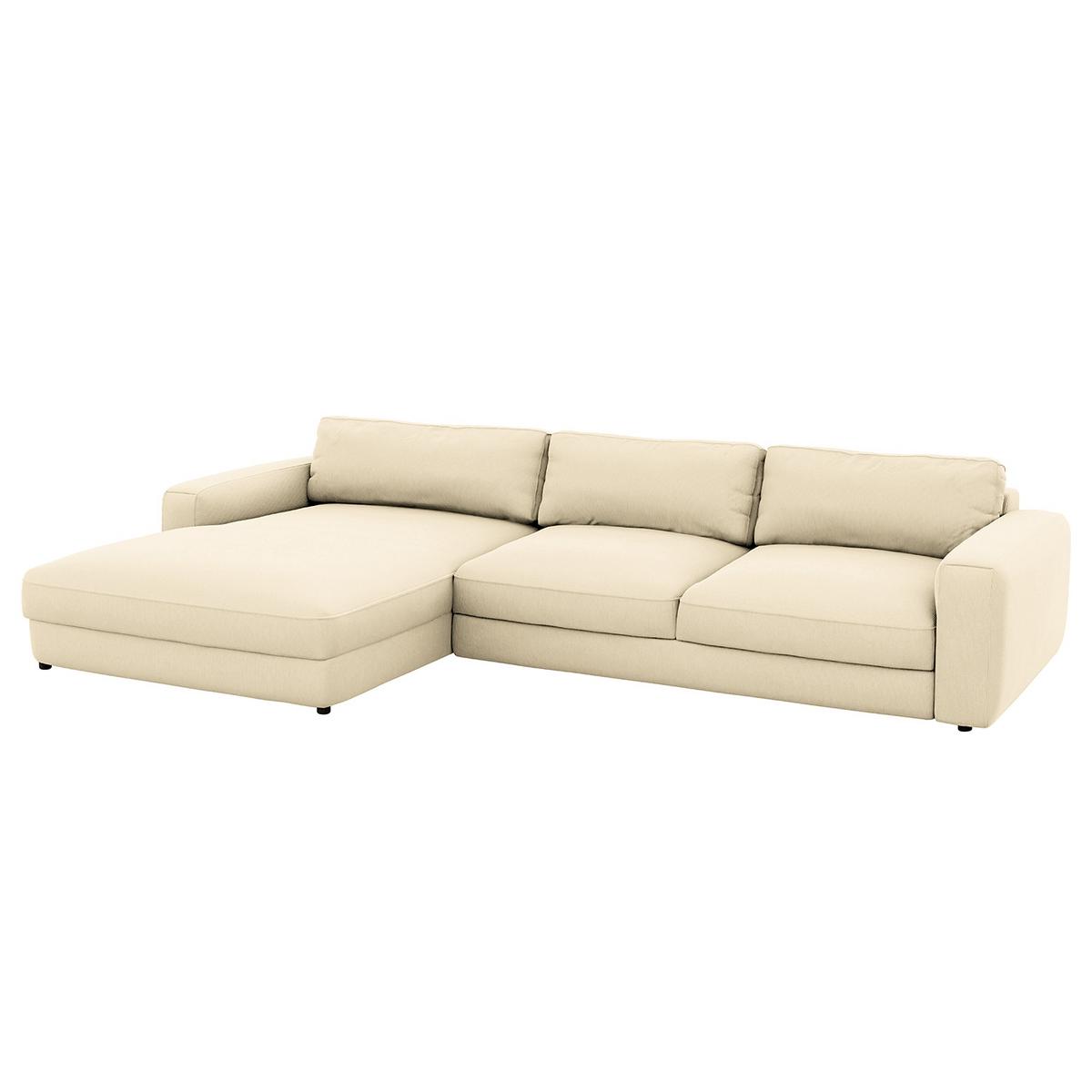 Ecksofa Bourbon, Creme S: 176x303 cm - Creme/Schwarz, MODERN, Textil (176/303cm) - Trendmanufaktur