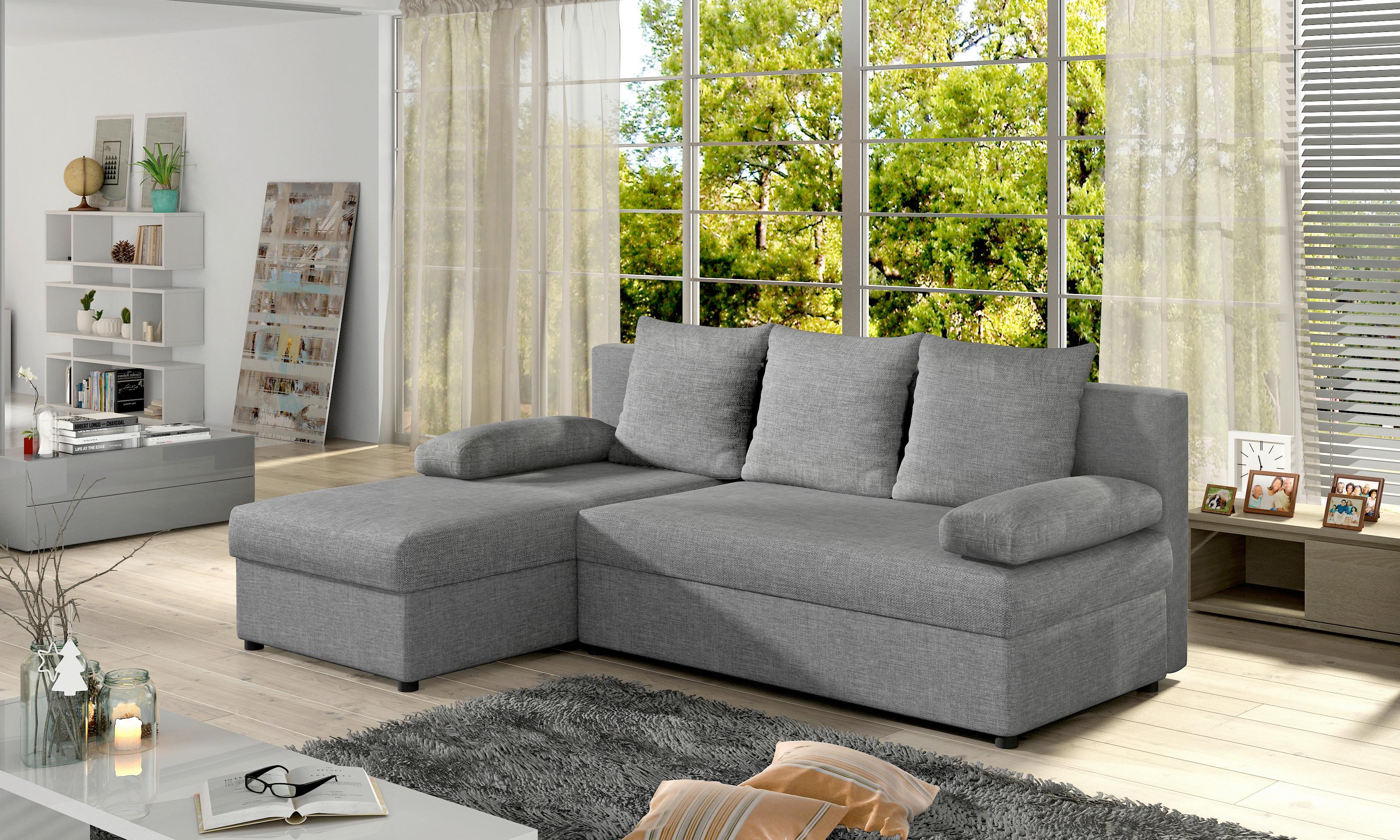 Ecksofa Gino Grau S: 201x143 Cm - Schwarz/Grau, Design, Textil (201/143cm) - MID.YOU