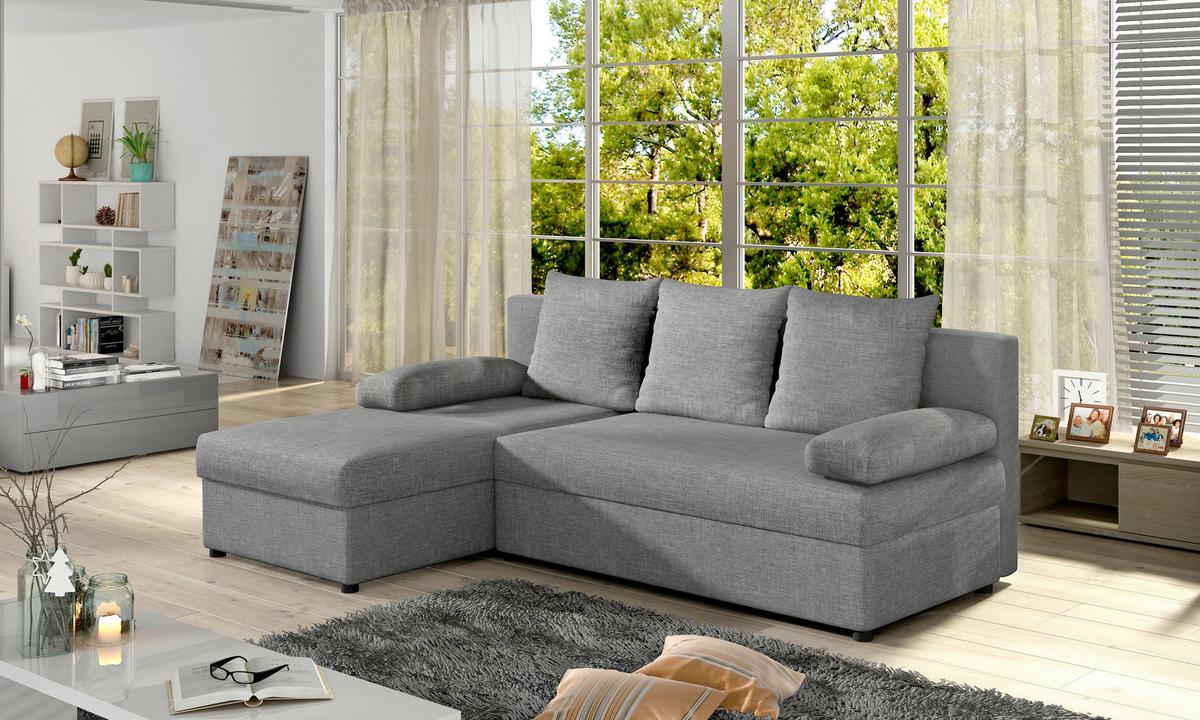 Ecksofa Gino Grau S: 201x143 Cm - Schwarz/Grau, Design, Textil (201/143cm) - MID.YOU