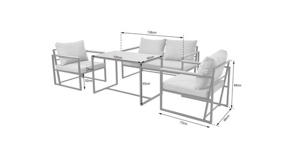 Loungegarnitur 4-Tlg. Messina Metall/Holz/Glas mit Kissen - Schwarz/Grau, MODERN, Glas/Holz (66/68/73cm) - Beldano