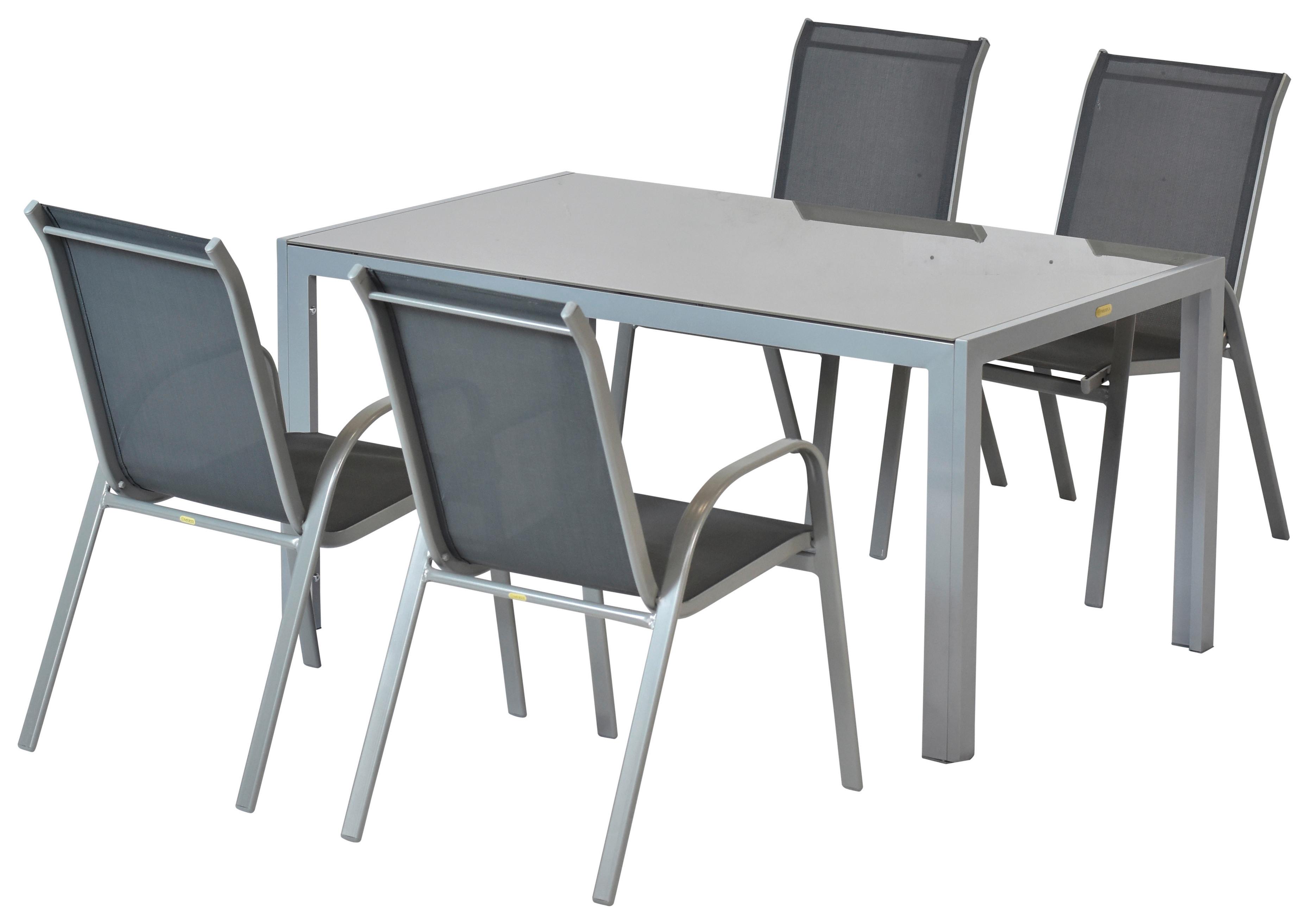 Gartenset Sorrento - Anthrazit/Silberfarben, MODERN, Textil/Metall - Gardenson
