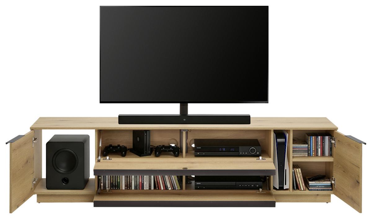 TV-Element Neo vč.LED dekor dub - barvy dubu/černá, Moderní, kov/kompozitní dřevo (210/53/40cm) - Mömax