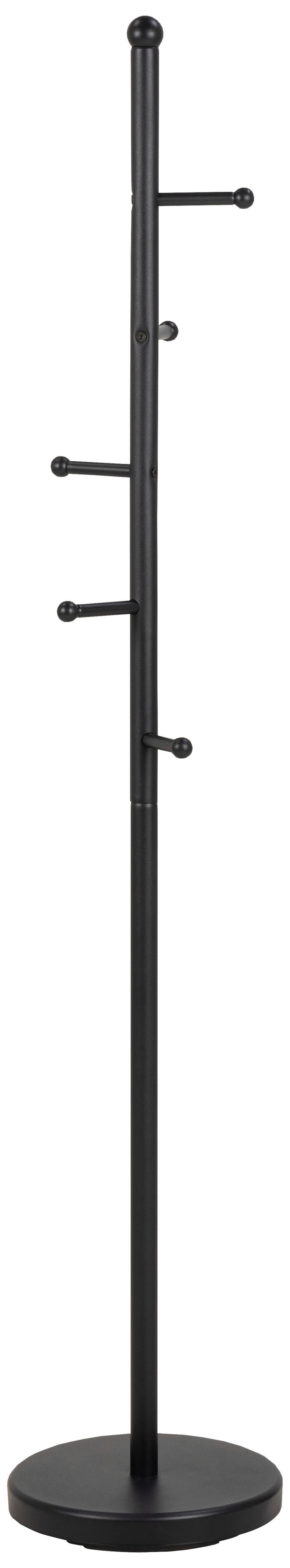 Kleiderständer Aspen Schwarz Metall 6 Haken H: 170 Cm - Schwarz, MODERN, Metall (32,3/170cm) - MID.YOU