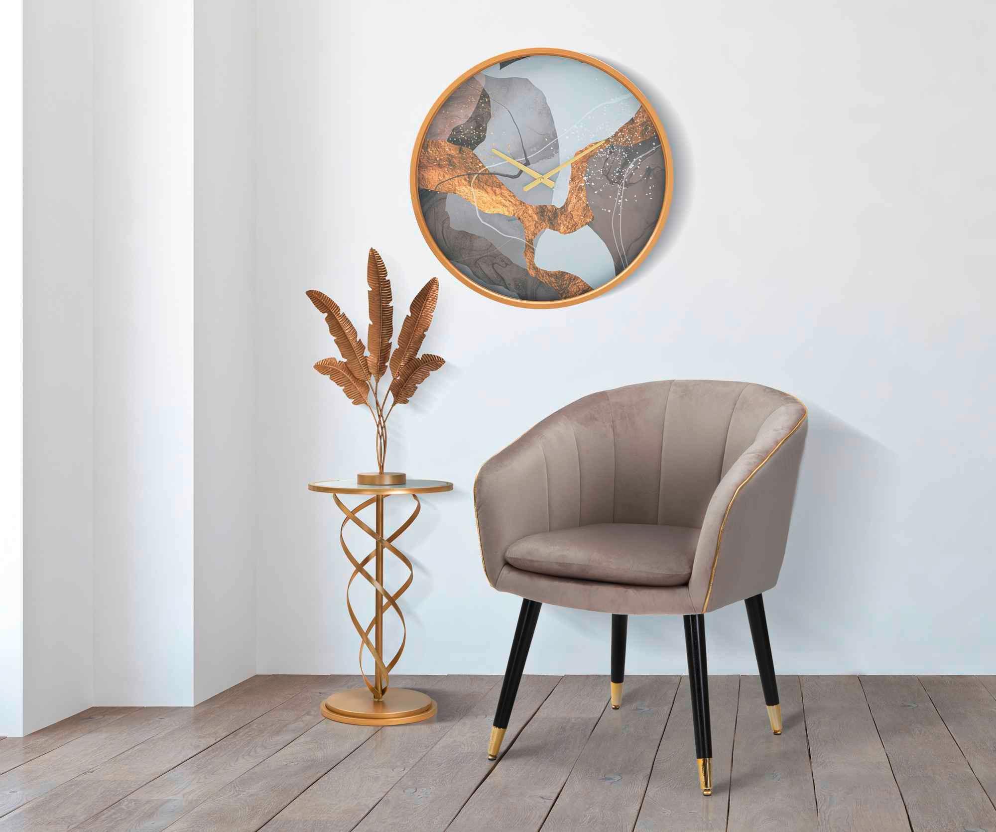 Couchtisch Glam Spiral Goldfarben, Weiß B: 38 cm - Goldfarben/Weiß, Basics, Glas/Holzwerkstoff (38/61,5/38cm)