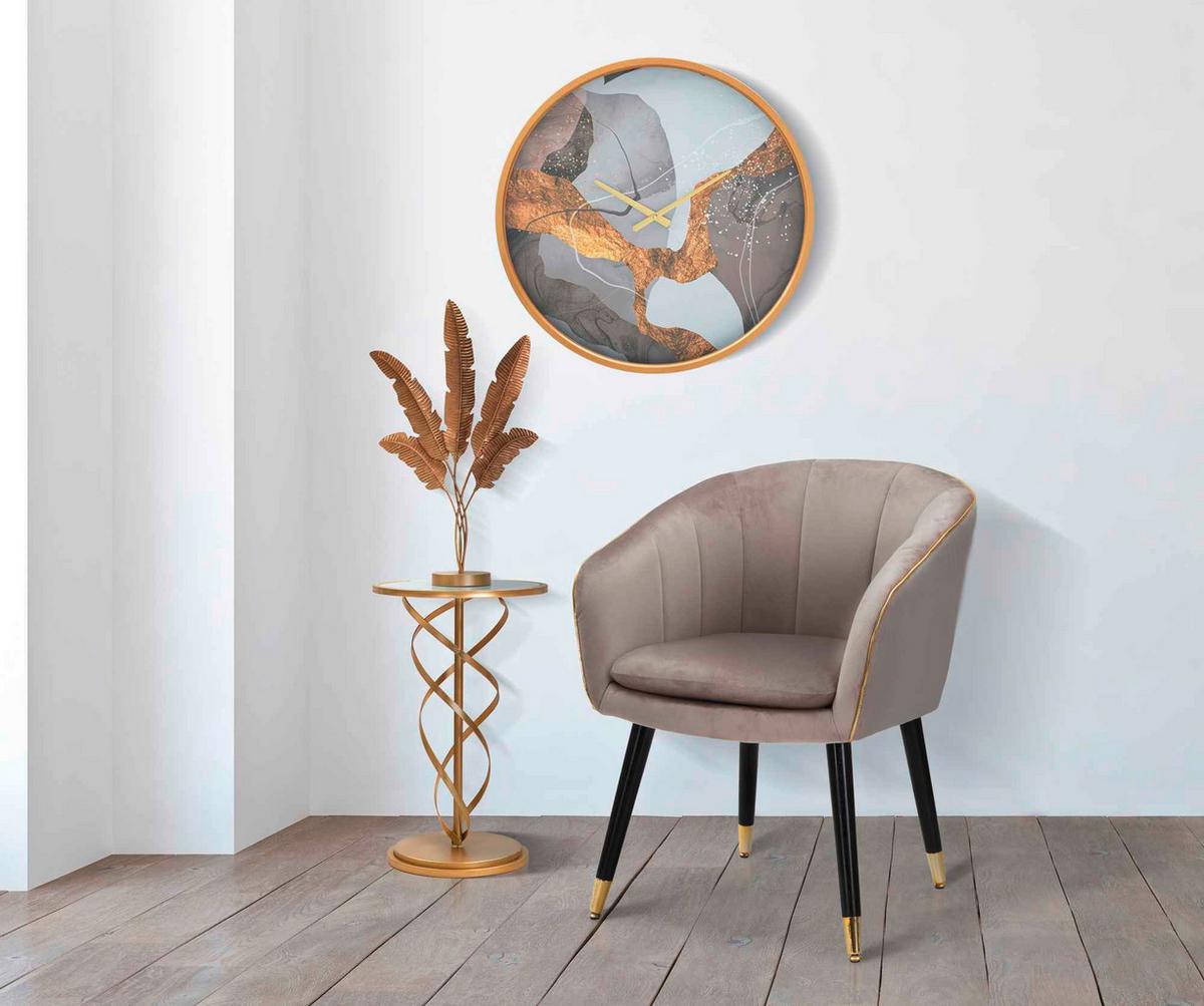 KONFERENČNÍ STOLEK GLAM SPIRAL - bílá/barvy zlata, Basics, kov/kompozitní dřevo (38/61,5/38cm)