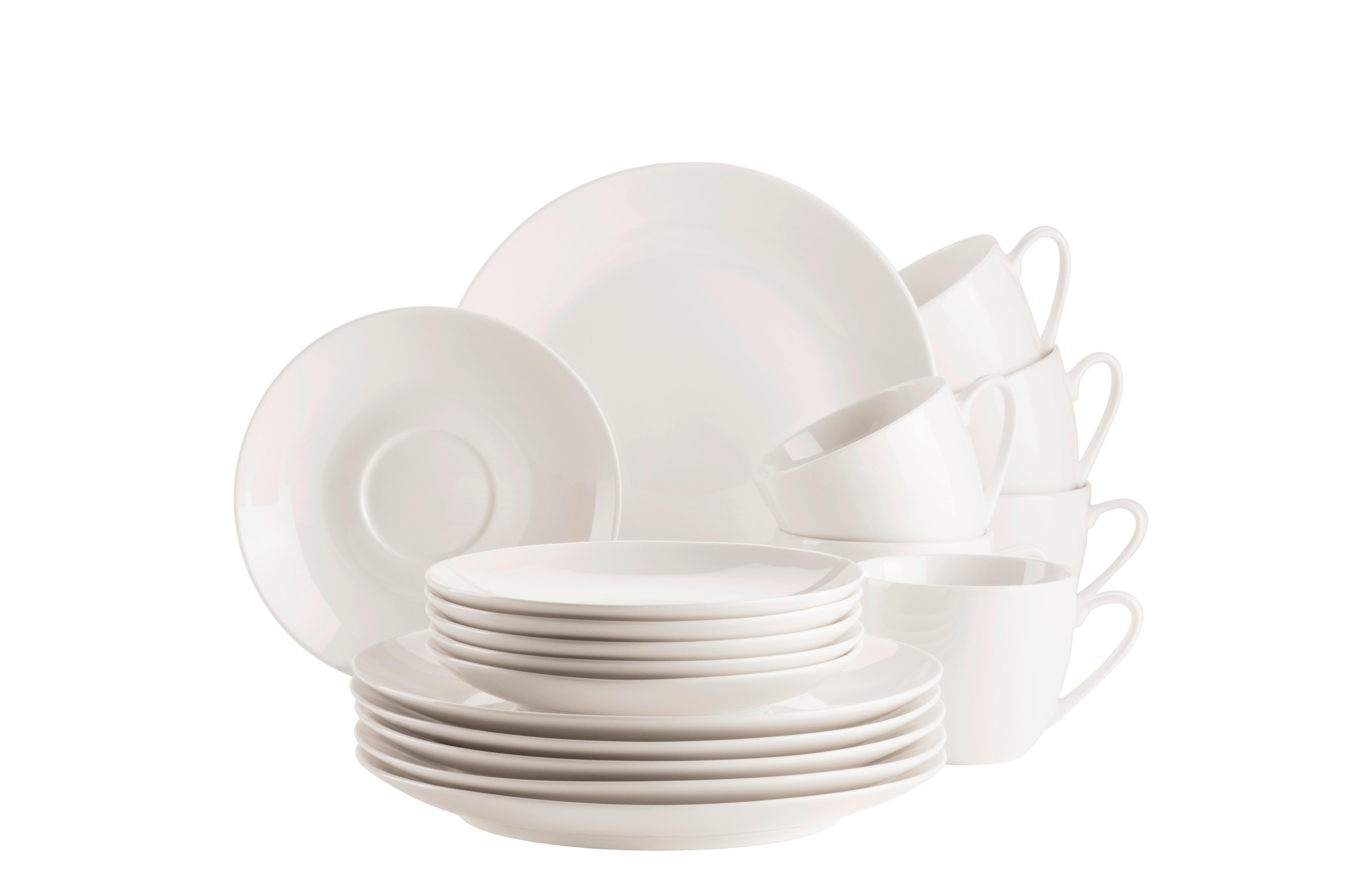 Kaffeeservice Belmira 6 Personen Geschirr Set - Weiß, Basics, Keramik - Mäser