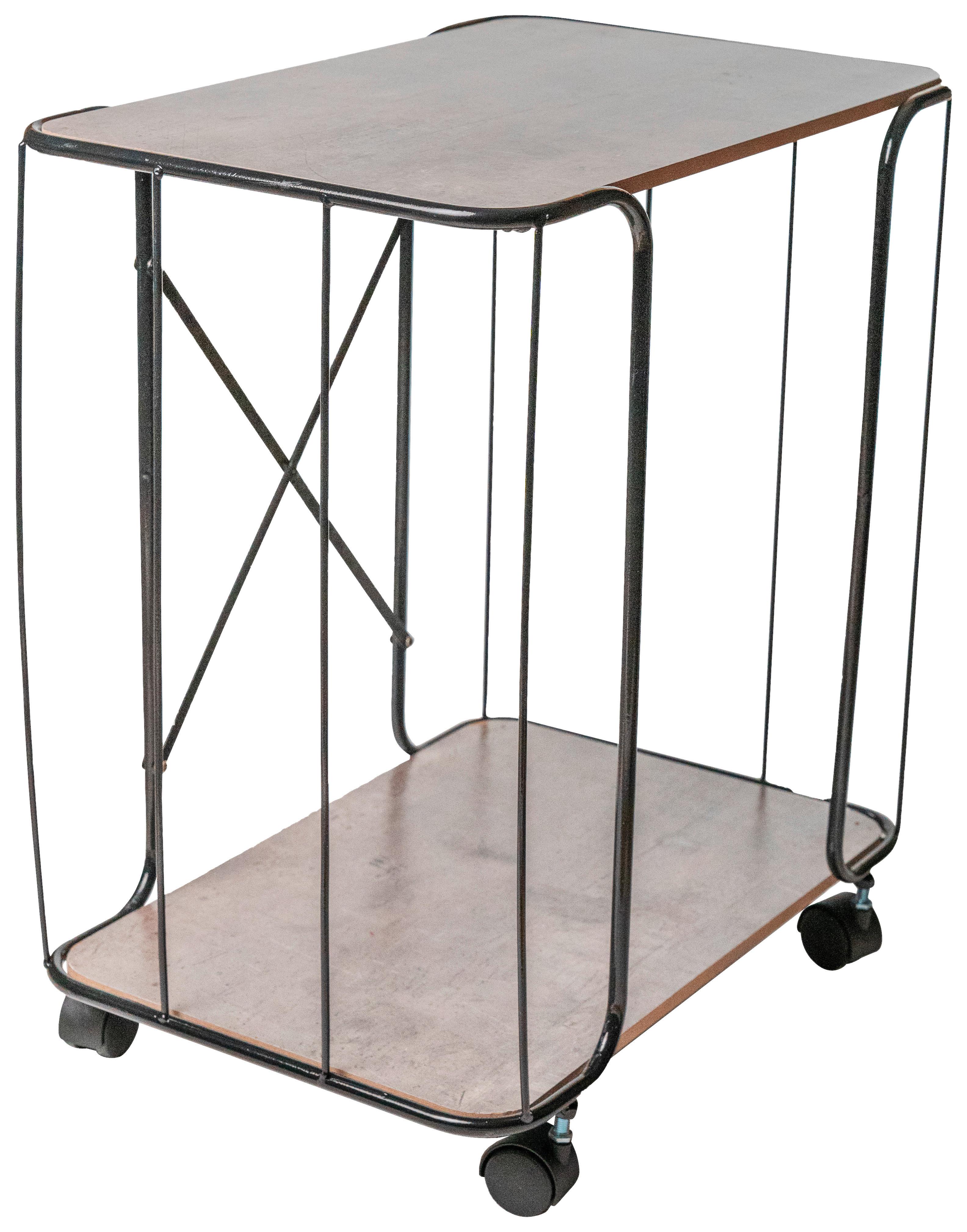 ODKLÁDACÍ STOLEK SILVIA - šedá/černá, Moderní, kov/kompozitní dřevo (49/49/33cm)