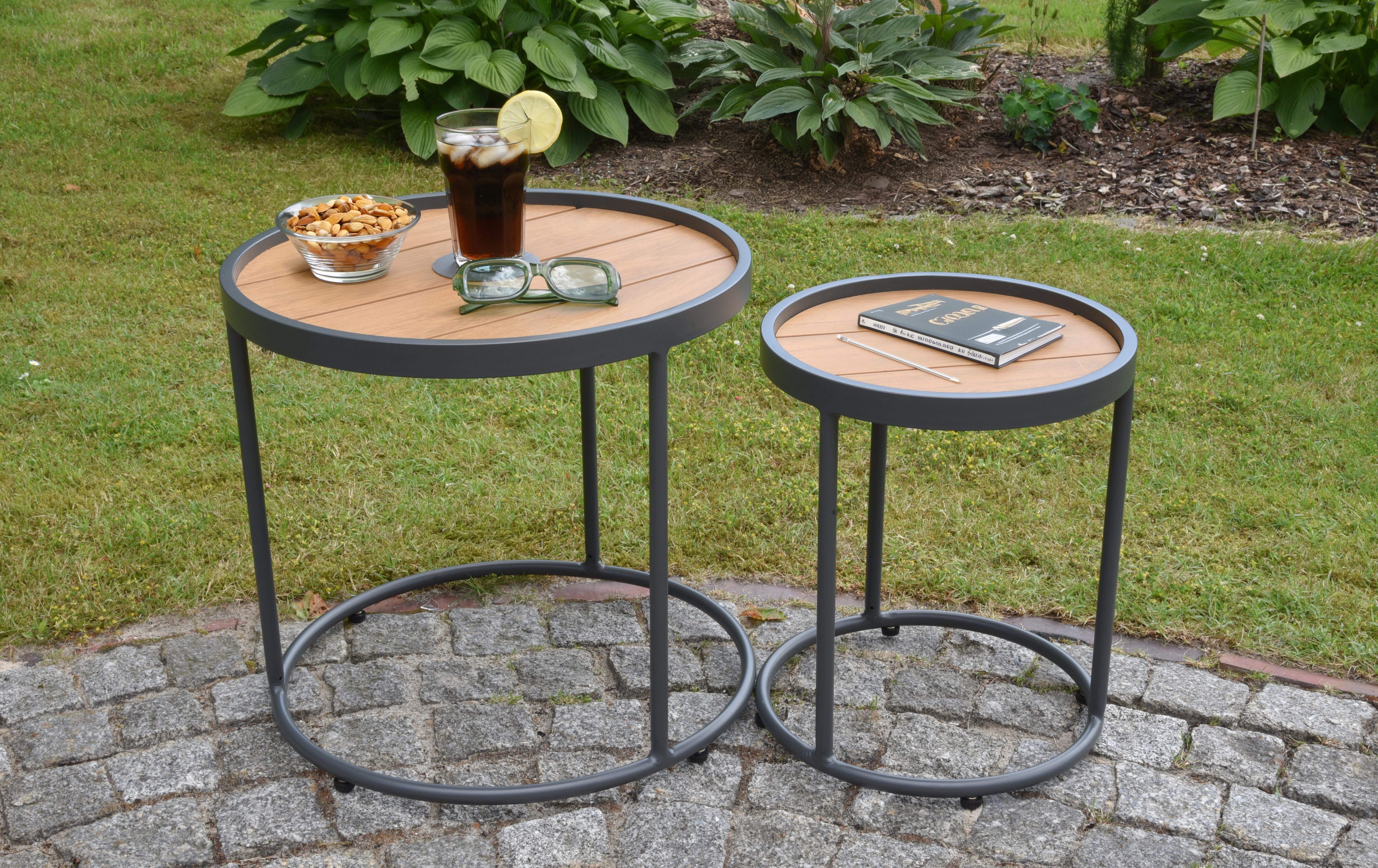 Gartenbeistelltisch Silea - Anthrazit/Braun, Basics, Kunststoff/Metall (48/45/48cm) - Gardenson