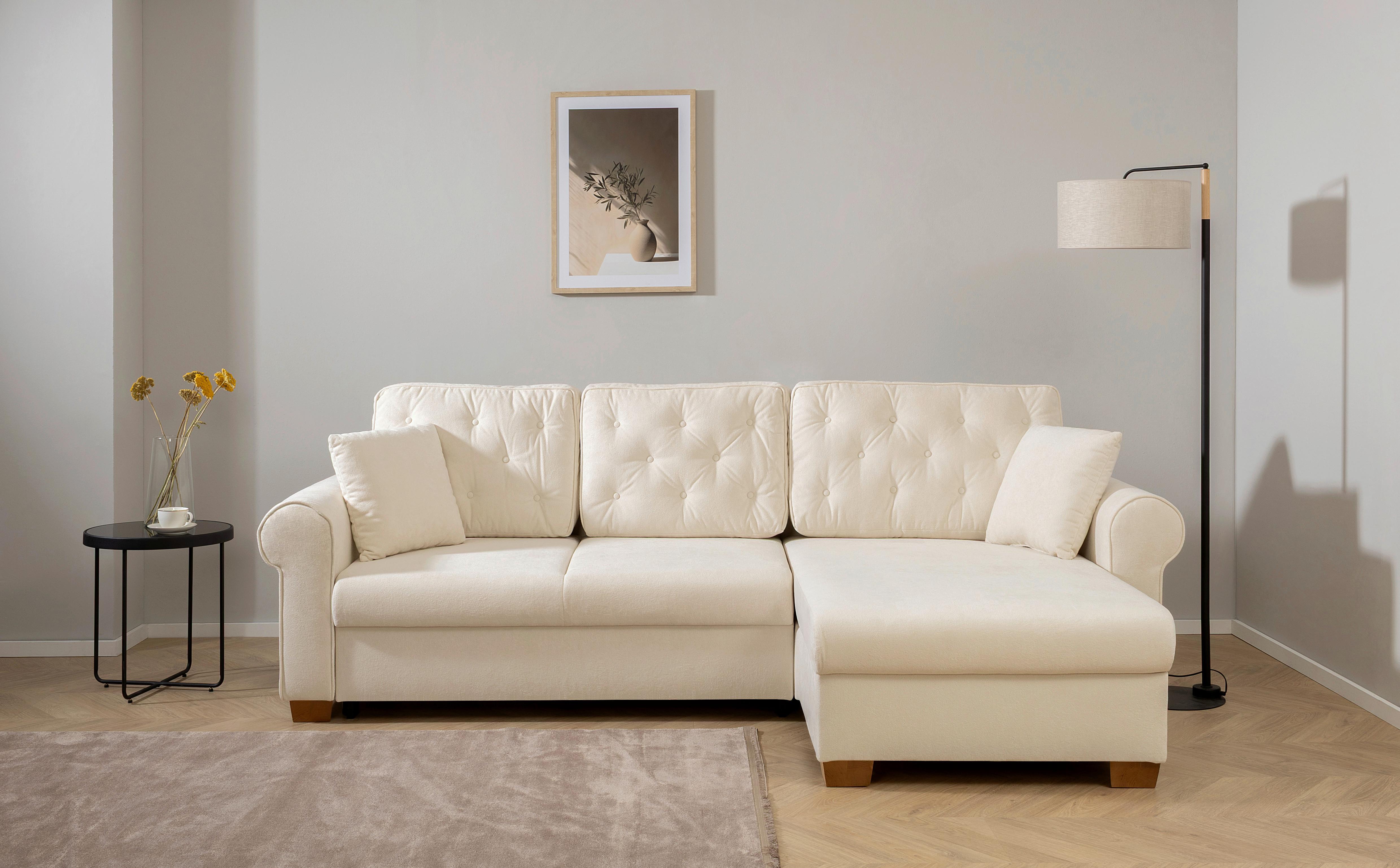 Ecksofa Arles, Creme 10 S: 266x161 Cm - Buchefarben/Creme, Design, Textil (266/161cm) - MID.YOU
