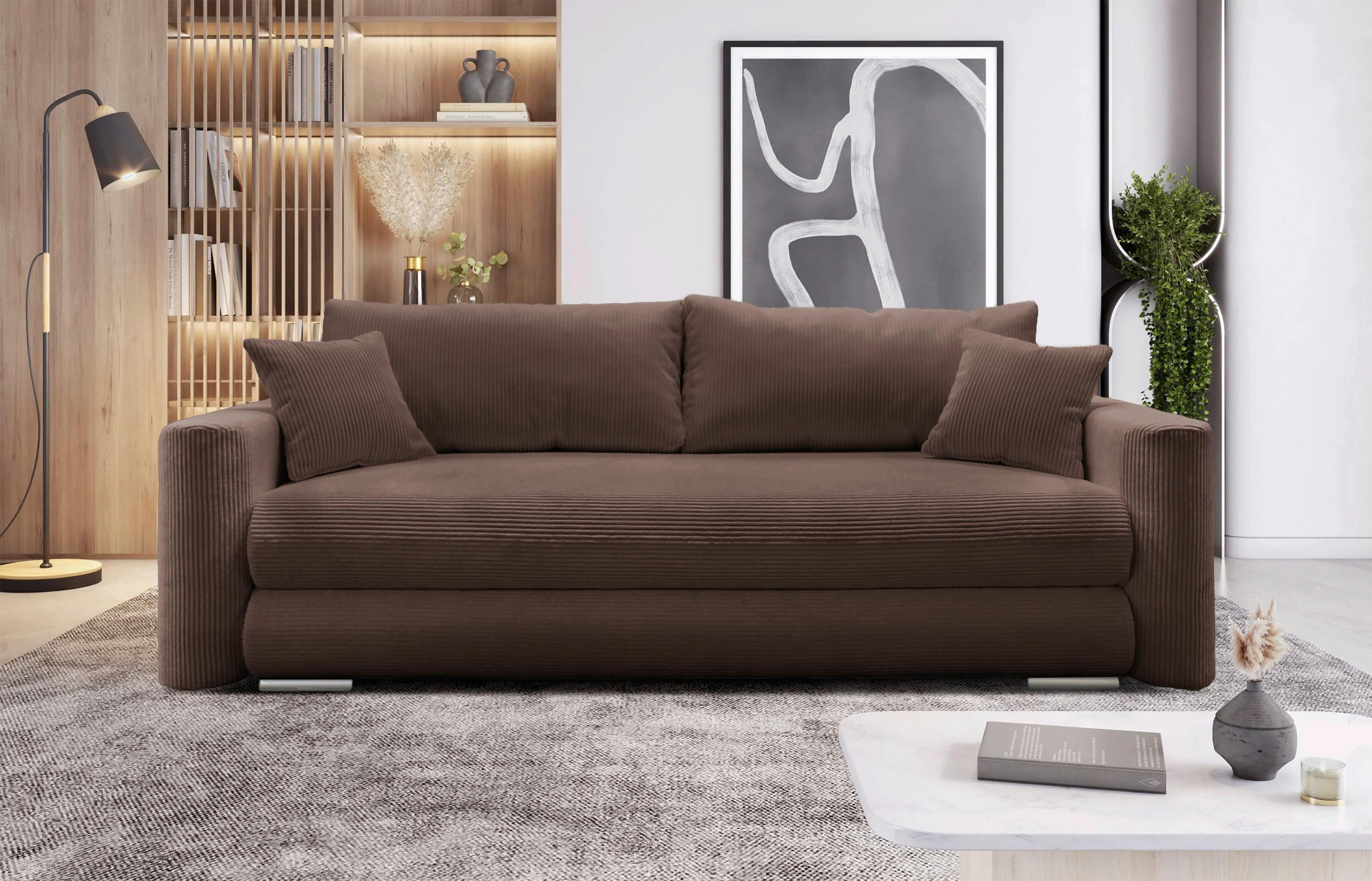 Schlafsofa Ralf Braun B: 232cm - Silberfarben/Braun, Design, Textil (232/88/105cm) - MID.YOU
