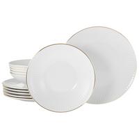 Tafelservice Valencia 12--Teilig., Weiß/goldfarben - Goldfarben/Weiß, Design, Keramik - Creatable