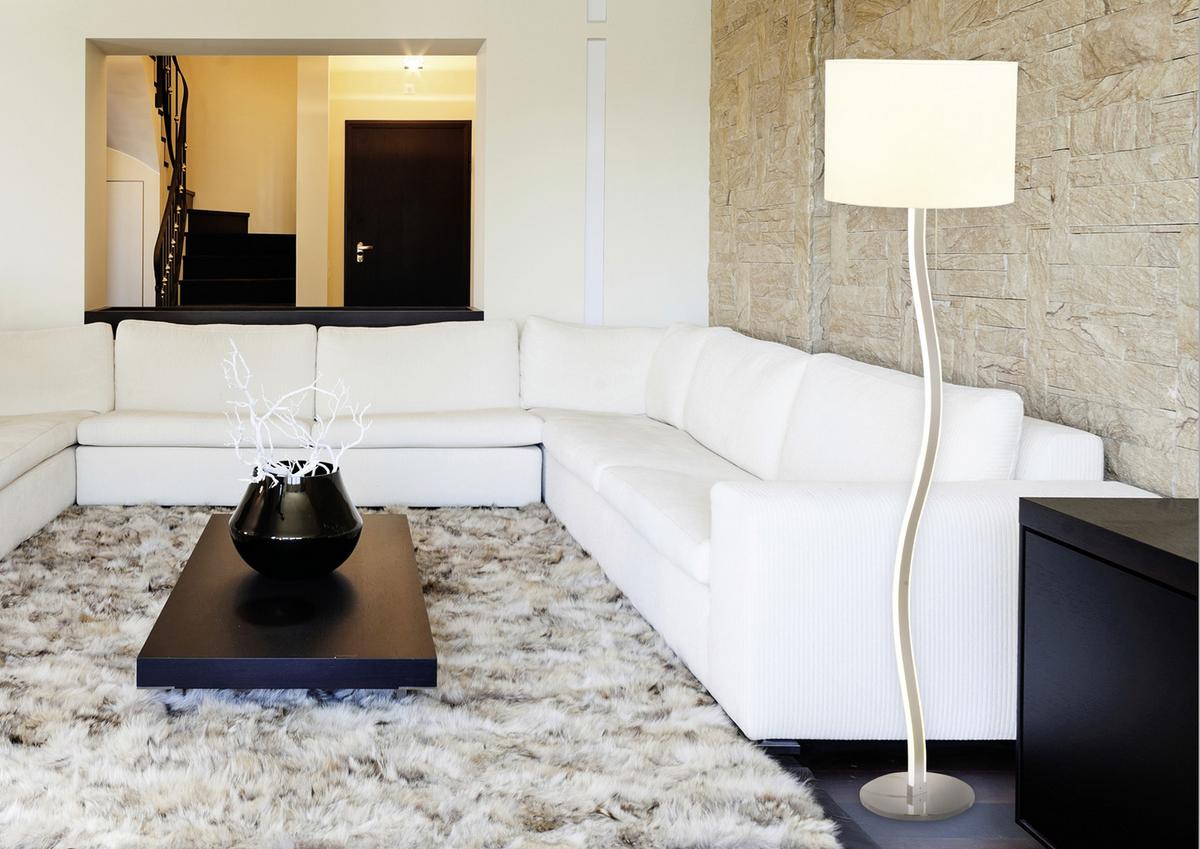 Stehlampe Aurelia Weiß Leicht Geschwungen - Weiß, Design, Kunststoff/Metall (40/192cm) - Näve
