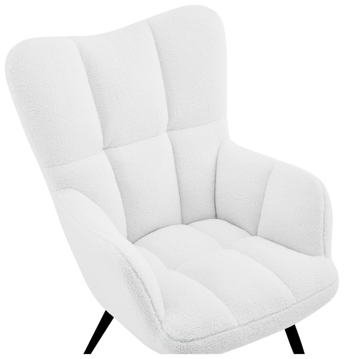 Ohrensessel Hanoi Webstoff Weiß, B: 71 cm - Schwarz/Weiß, MODERN, Textil/Metall (71/98/83cm)