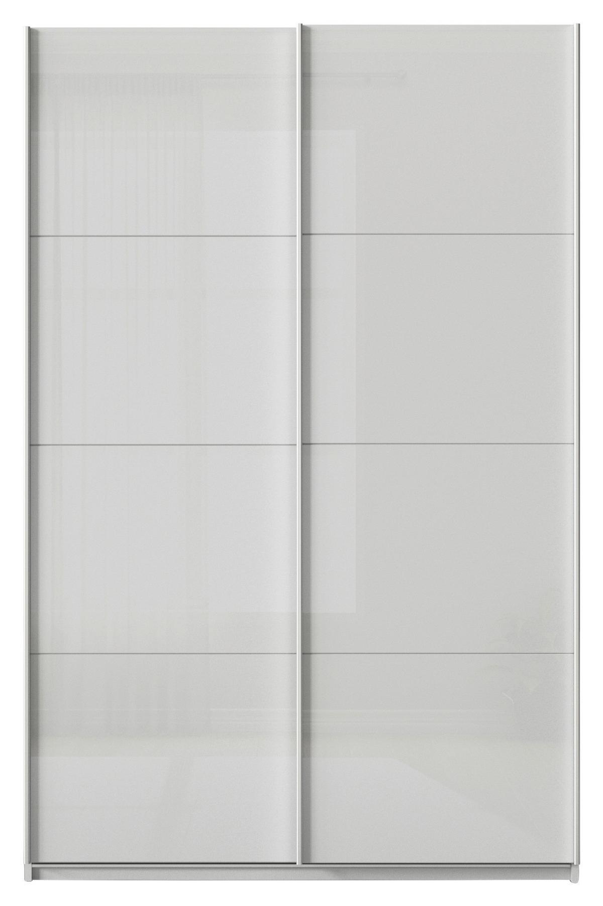 Schwebetürenschrank B: 136cm Feldkirch Seidengrau - Grau Hochglanz/Hellgrau, MODERN, Glas/Holzwerkstoff (136/210/62cm)