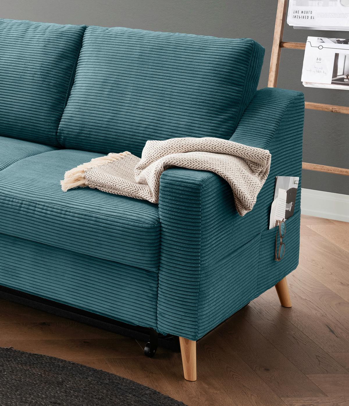 Ecksofa Valentina Petrol S: 200x230 Cm - Petrol/Naturfarben, MODERN, Textil (200/230cm) - Livetastic