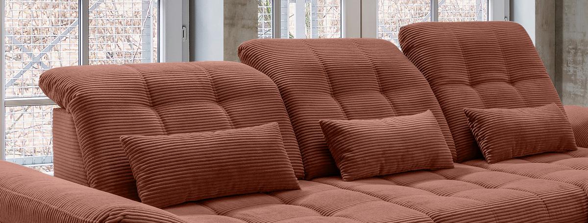 Ecksofa mit Bettkasten Rigatti Koralle S: 314x184 cm - Koralle/Schwarz, MODERN, Textil (314/184cm) - Livetastic