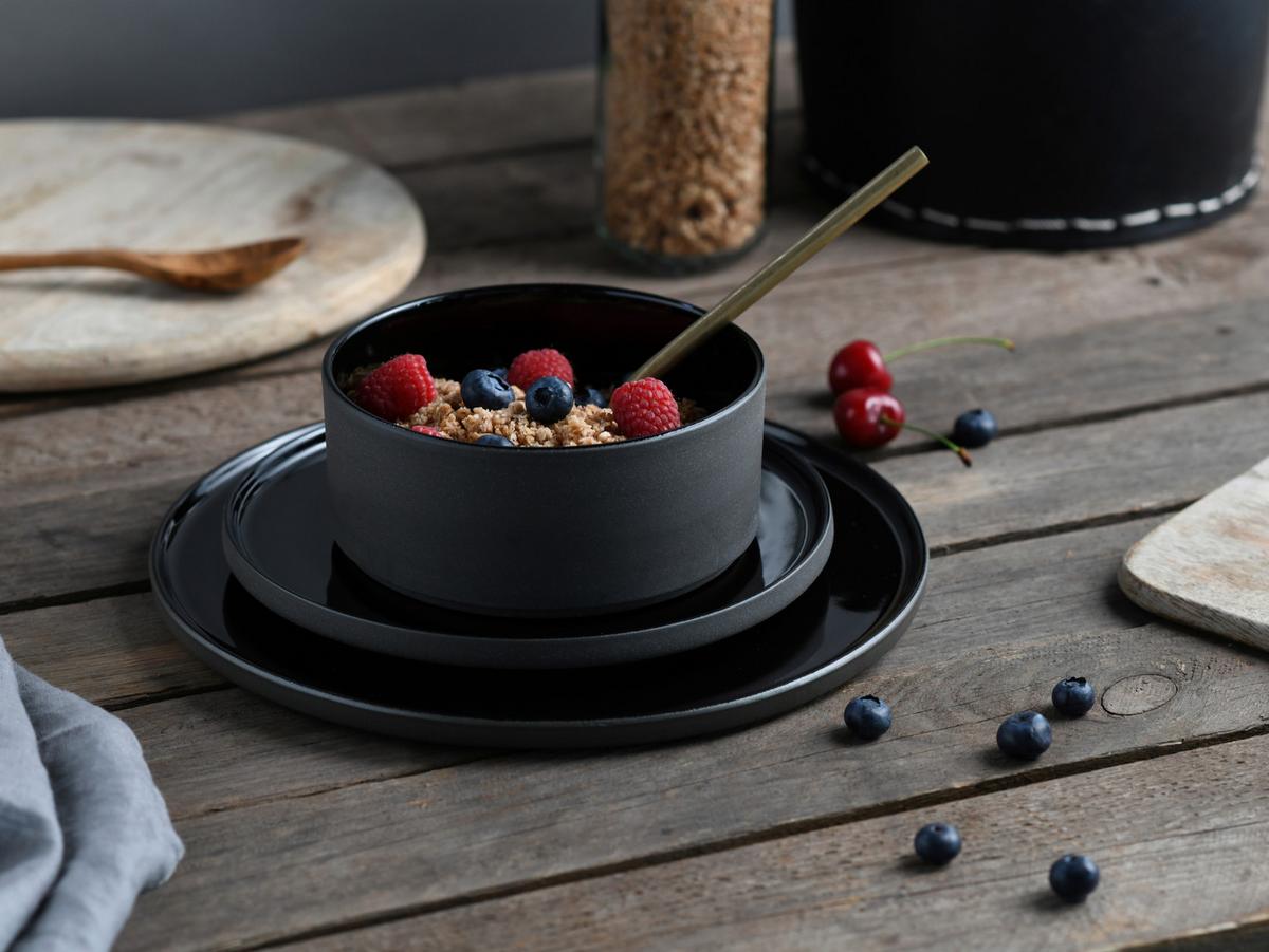 Müslischalenset Futuro Schwarz L: 30,5 cm - Schwarz, Basics, Keramik (14/14/6cm) - Creatable