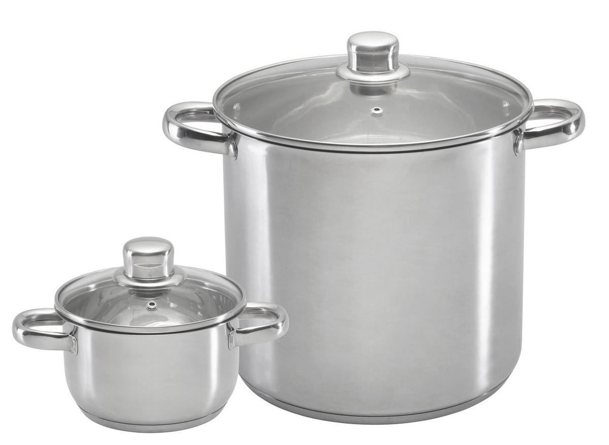 Kochtopfset Mike - Klar/Edelstahlfarben, Basics, Glas/Metall - Luca Bessoni