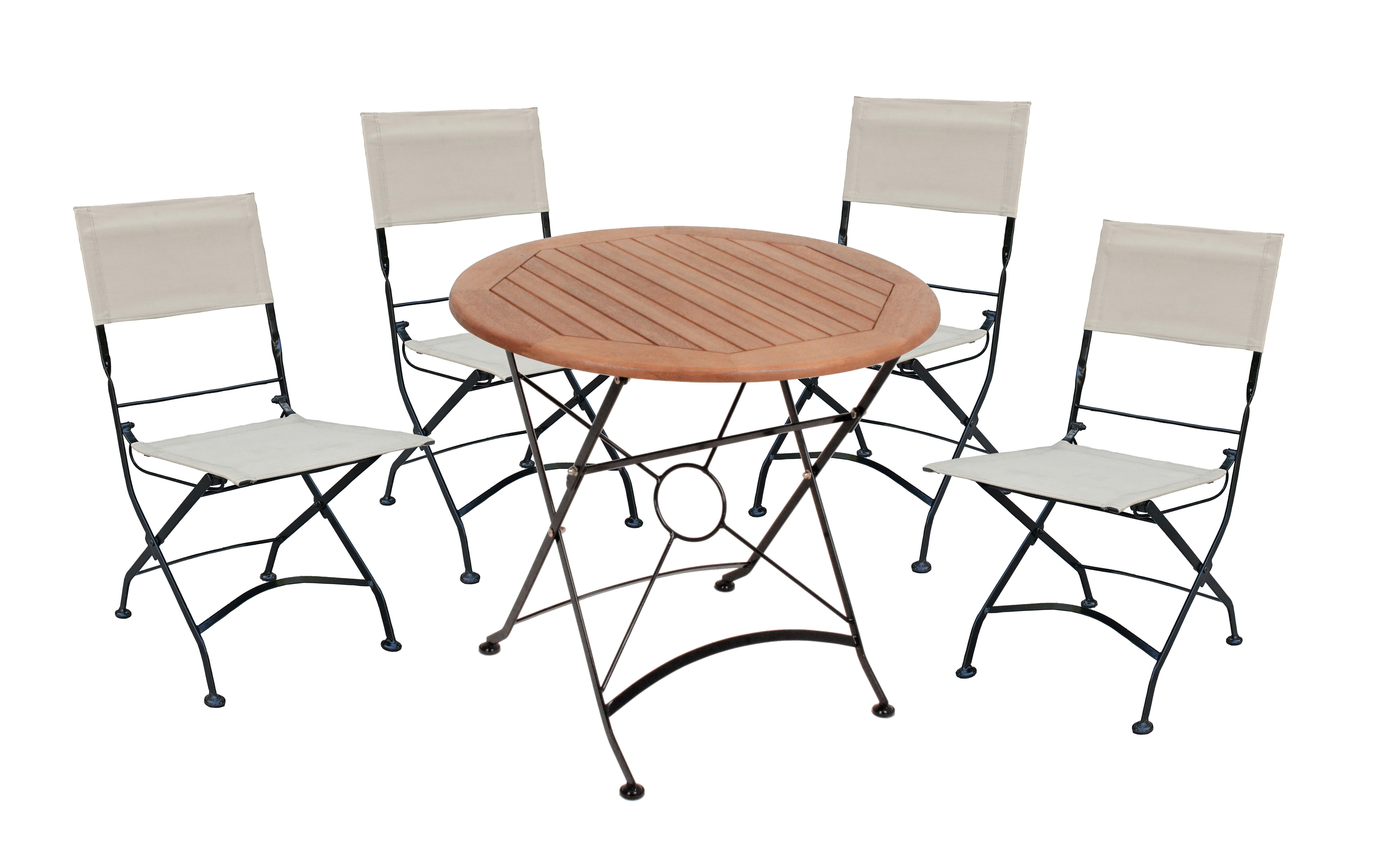 Gartenmöbel Set 5-Tlg. Triest Klappbar - Eukalyptusholzfarben/Beige, Basics, Holz/Kunststoff (45/89/58cm) - Gardenson