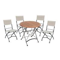 Gartenmöbel Set 5-Tlg. Triest Klappbar - Eukalyptusholzfarben/Beige, Basics, Holz/Kunststoff (45/89/58cm) - Gardenson