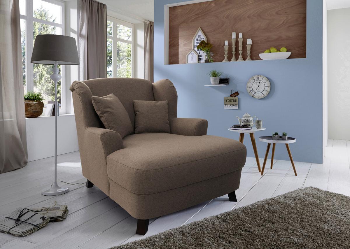 XXXL-Sessel Asado beige inkl. Zierkissen, B: 109 cm - Beige/Dunkelbraun, MODERN, Textil (109/104/145cm) - Sit & More