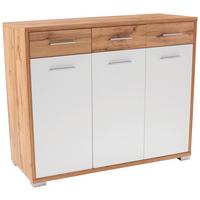Kommode B 144 cm Q-Big New, Wotan Eiche Dekor/Weiß - Eichefarben/Weiß, MODERN, Holz (144/105/44cm)