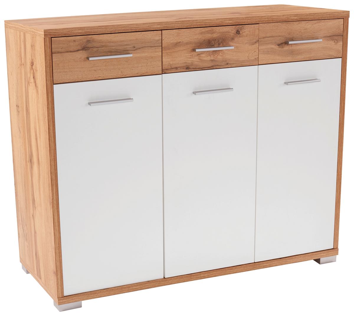 Kommode B 144 cm Q-Big New, Wotan Eiche Dekor/Weiß - Eichefarben/Weiß, MODERN, Holz (144/105/44cm)