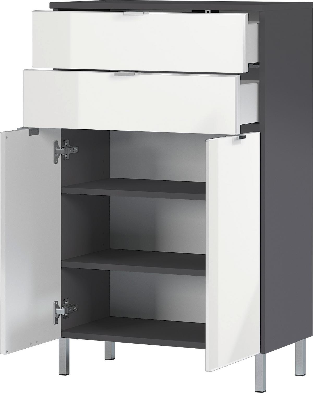 Kommode Soft-Close-System 60 cm Mauresa Graphit/Weiß - Chromfarben/Graphitfarben, KONVENTIONELL, Holzwerkstoff (60/97/34cm) - Germania