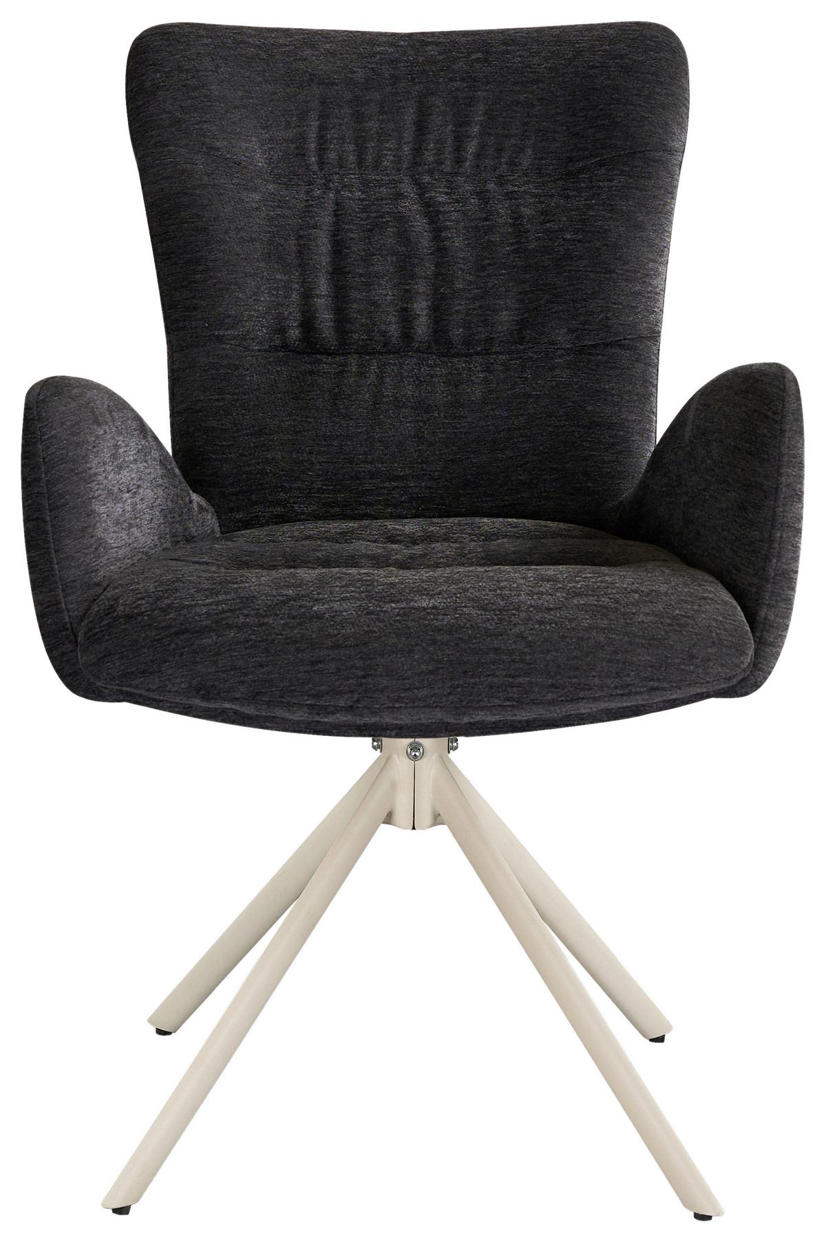 STOLIČKA S PODRÚČKAMI STELLA - sivá/béžová, Design, kov/textil (58/88,5/68cm) - Mömax