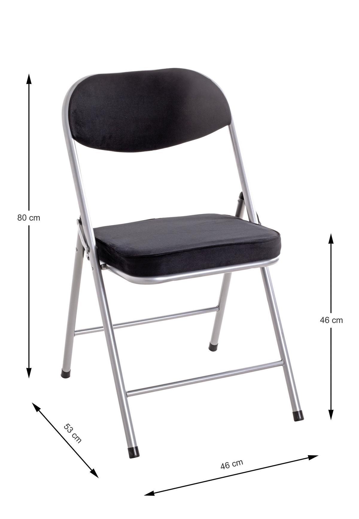 Klappsessel Kurt - Schwarz/Alufarben, MODERN, Textil/Metall (47/79/53cm)