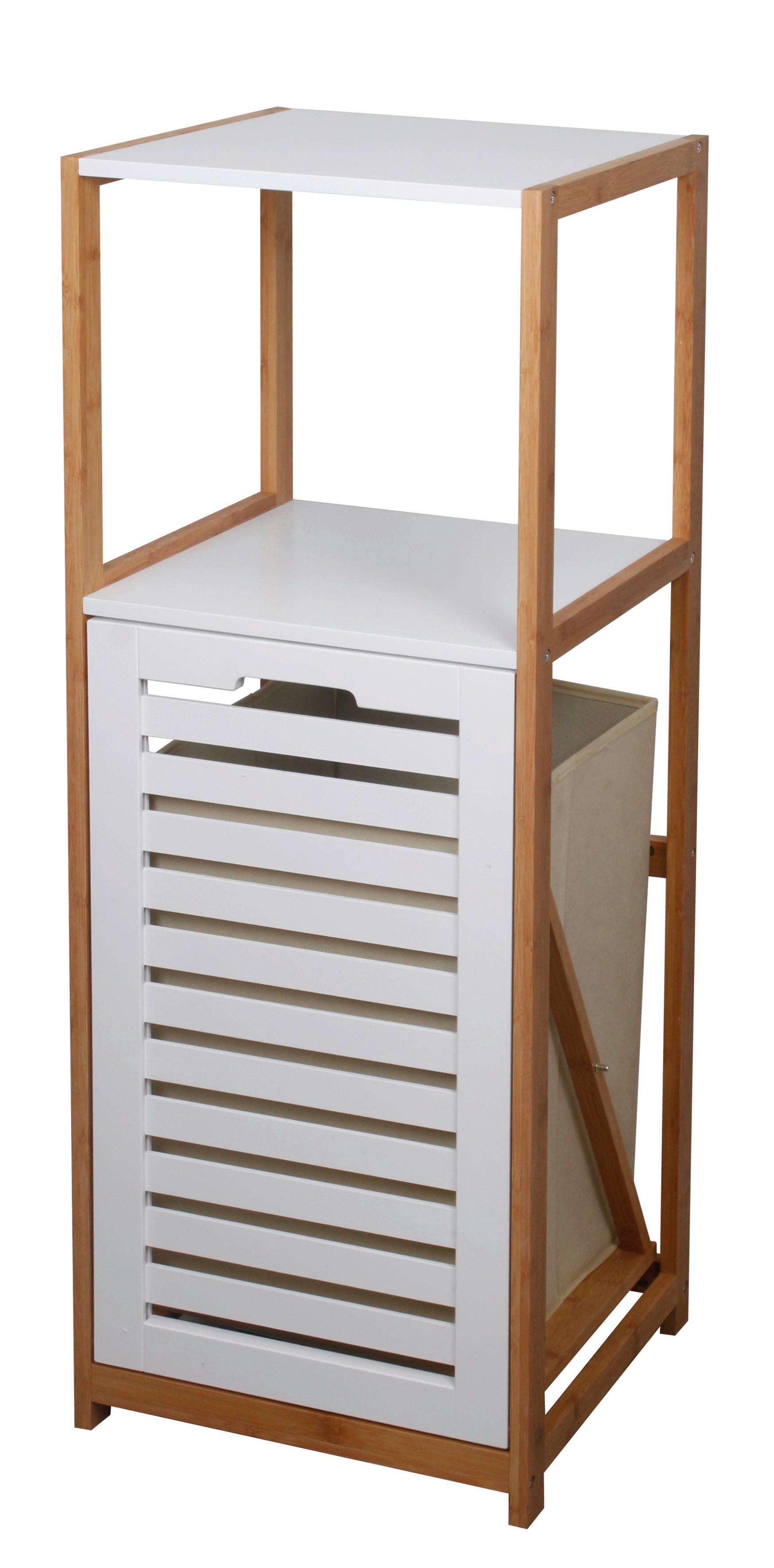 Regál do kúpeľne DUSTIN - biela, Modern, drevo/kompozitné drevo (36/98/33cm) - ecoTree