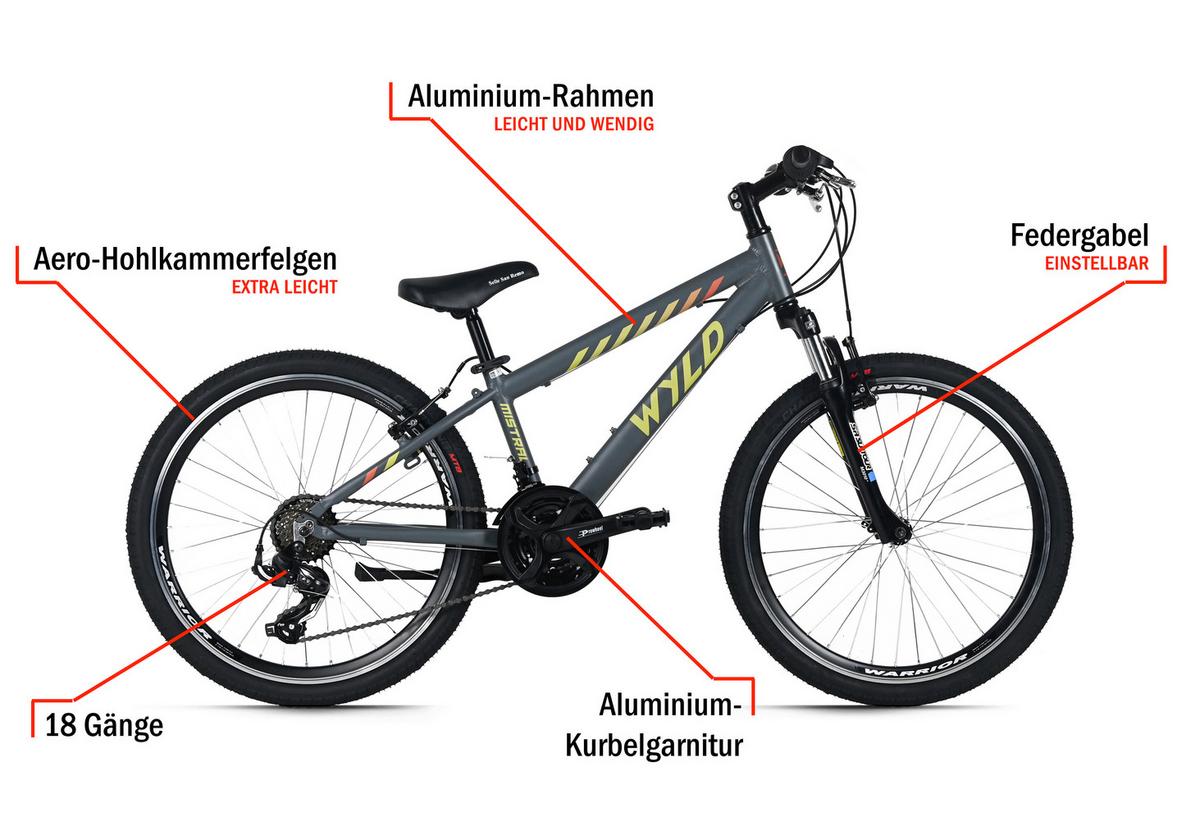 Kinderfahrrad 24'' Anthrazit - Anthrazit, MODERN, Metall (25/140/60cm)