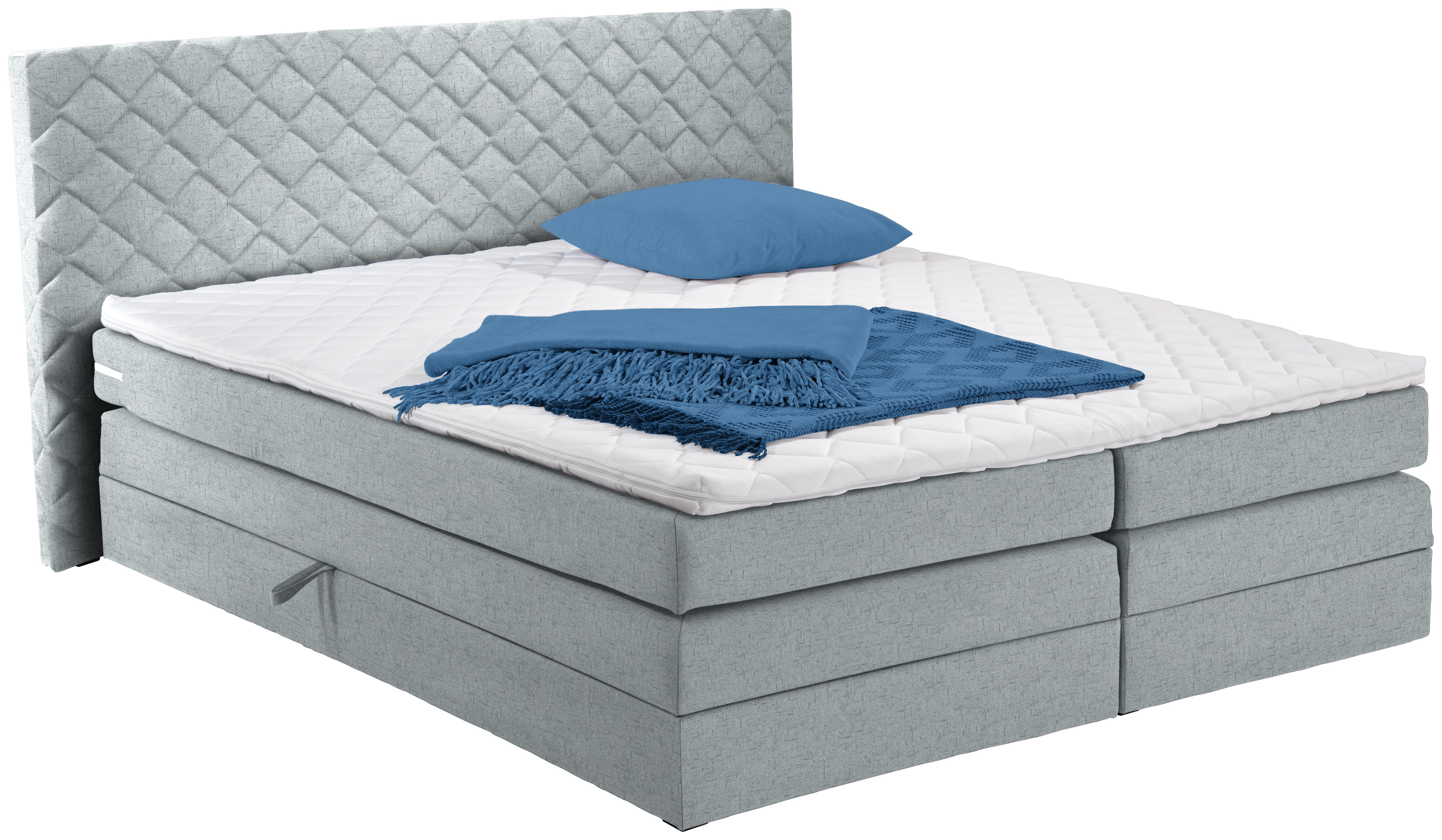 Boxspringbett Allegra 180x200 Pastellblau - Pastellblau/Schwarz, KONVENTIONELL, Holz/Holzwerkstoff (180/200cm)