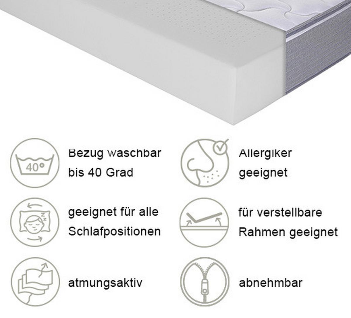Viscomatratze Boxlike 30 Air - Weiß, Basics, Textil (140/200cm) - MID.YOU