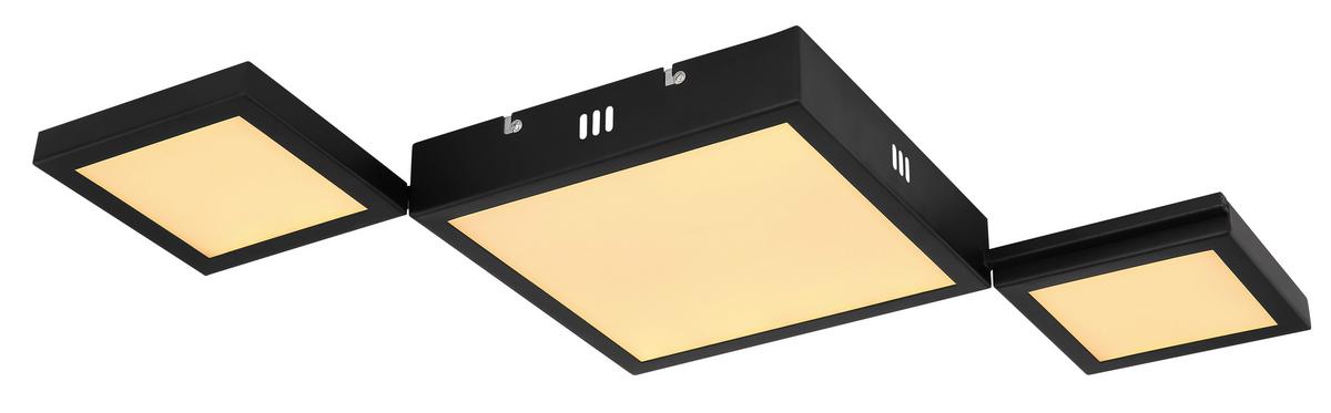 LED-Deckenleuchte L: 71 cm, 1-Flammig - Opal/Schwarz, Design, Kunststoff/Metall (71/31/4,5cm) - Globo