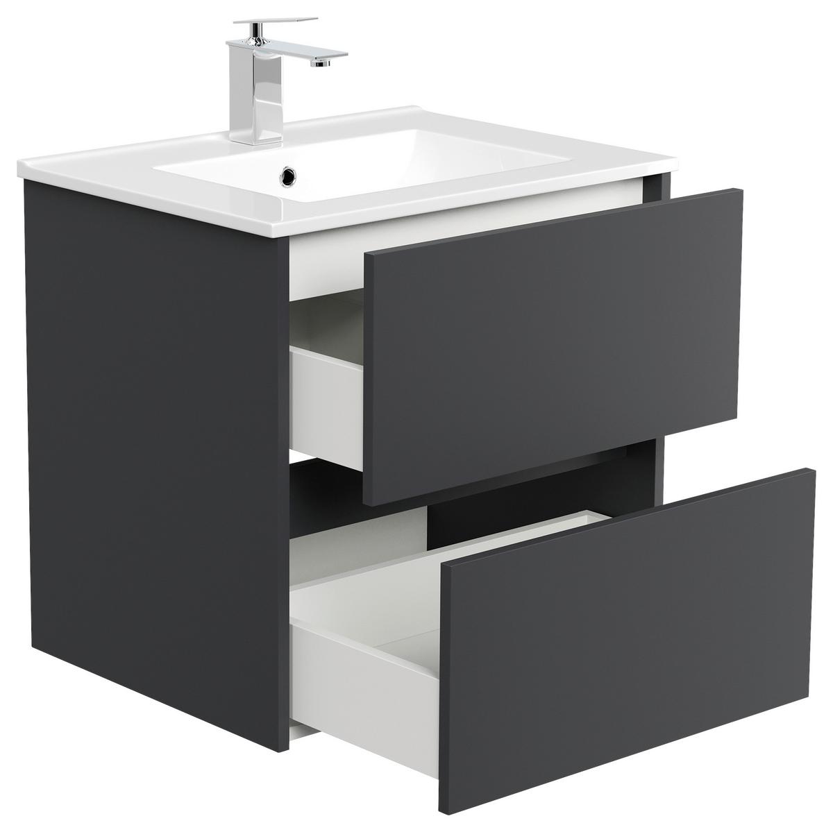 Waschtischkombi Limes Graphitfarben B: 61,5 Cm - Graphitfarben/Weiß, MODERN, Keramik/Holzwerkstoff (61,5/58,5/46,5cm) - MID.YOU