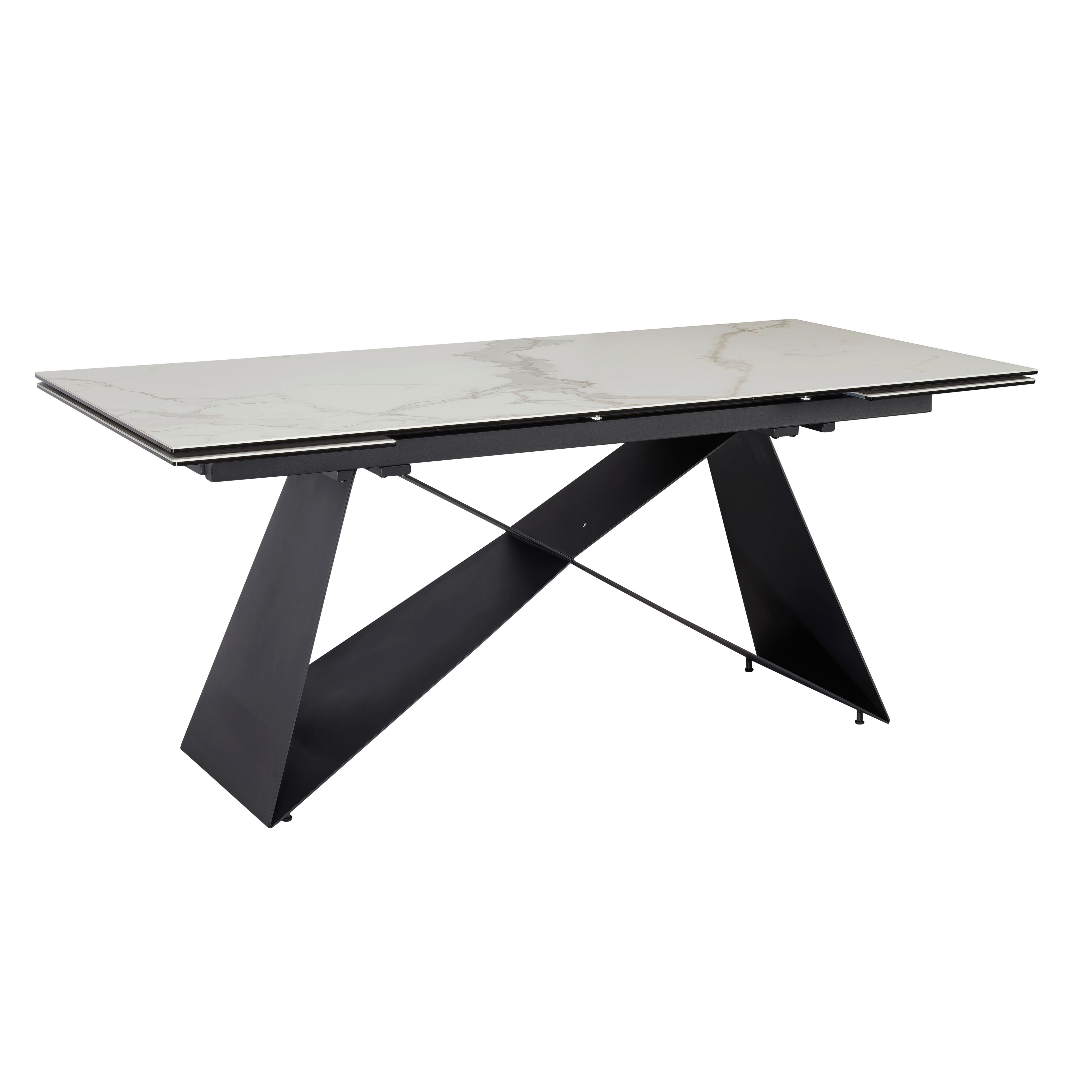 Esstisch Weiß L: 180 cm - Schwarz/Weiß, Design, Keramik/Metall (180/95/78cm) - MID.YOU